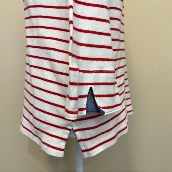 Nautica Red and White Stripes Blue Cuffs Top - Picture 6 of 12